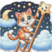 Sticker Joli Chat Grimpe à la Lune  (Devant)