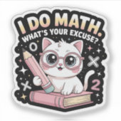 Sticker Joli Chat Nerd avec Lunettes – Prof de Maths Drôle (Devant)