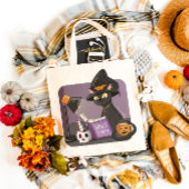 Sticker Joli Chat Noir Sorcière Lecture Spells Livre Magiq