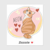 Sticker Joli chat orange (Feuille)