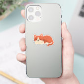 Sticker Joli Chat Rouge et Blanc – Chat Endormi (Téléphone)
