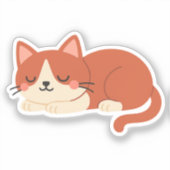 Sticker Joli Chat Rouge et Blanc – Chat Endormi (Recto)