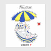 Sticker Joli Chatons en hamac bleu et jaune & Texte (Feuille)