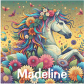 Sticker Joli Cheval Whimsical en Fleurs Colorées (Devant)