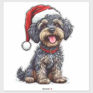 Sticker Joli chien de Noël duveteux décoration pour l'aman