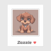 Sticker Joli chiot brun (Feuille)