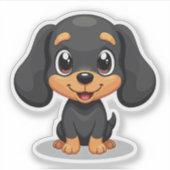 Sticker Joli chiot teckel – Style Chibi (Devant)