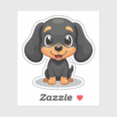 Sticker Joli chiot teckel – Style Chibi (Feuille)