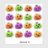 Sticker Joli citrouille d'halloween coloré (Feuille)