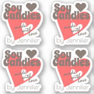 Sticker Joli Coeur Rouge Brown fait avec des bougies de so