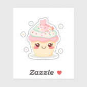 Sticker Joli Cupcake Souriant (Feuille)