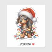 Sticker Joli Dachshund de Noël (Feuille)