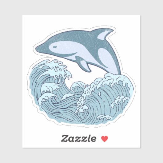 Sticker Joli dauphin bleu (Feuille)