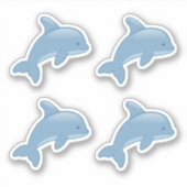 Sticker Joli dauphin de saut en caricature, Ensemble de 4 (Devant)