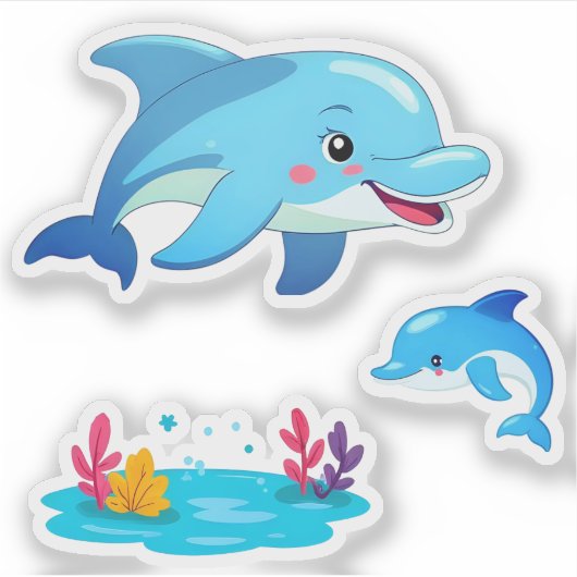 Sticker Joli dauphin Sea Animaux Enfants (Devant)