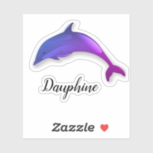 Sticker Joli dauphin violet - ajouter le nom