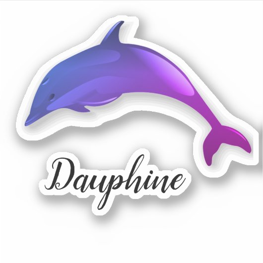 Sticker Joli dauphin violet - ajouter le nom (Devant)