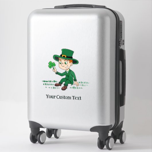 Sticker Joli dessin animé leprechaun avec shamrock et arc- (Sur valise)
