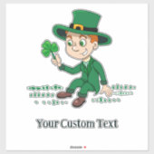 Sticker Joli dessin animé leprechaun avec shamrock et arc- (Feuille)