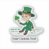 Sticker Joli dessin animé leprechaun avec shamrock et arc- (Devant)