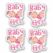 Sticker Joli dessin bébé fille texte en rose vif - (Devant)