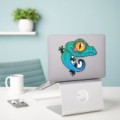 Sticker Joli dessin coloré Gecko (Ordinateur portable sur le bureau)
