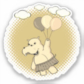 Sticker Joli Dessin Hippo Volant Avec Ballons (Recto)