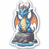 Sticker Joli Dragon Bleu et Orange (Devant)