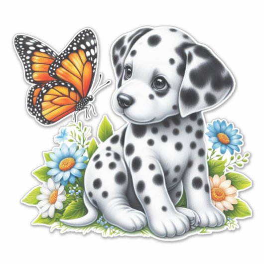 Sticker Joli(e) ami(e) dalmate/papillon (Devant)