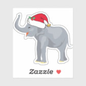 Sticker Joli éléphant Noël Père Noël Casquette (Feuille)