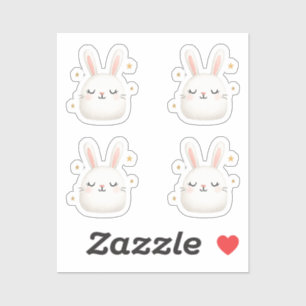 Sticker Joli Ensemble De Face De Lapin - Jeu De Lapin Blan