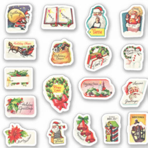 Sticker Joli ensemble d'enveloppes de Noël rétro Vintage