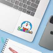 Sticker Joli Fanart de Doraemon (Ordinateur portable avec iPhone)