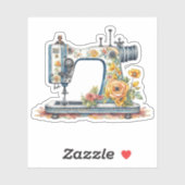 Sticker Joli floral ancienne machine à coudre Noël (Feuille)