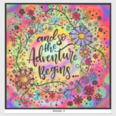 Sticker Joli Floral Et donc l'aventure commence rose (Feuille)