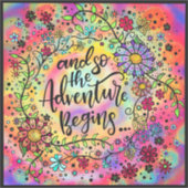 Sticker Joli Floral Et donc l'aventure commence rose (Devant)