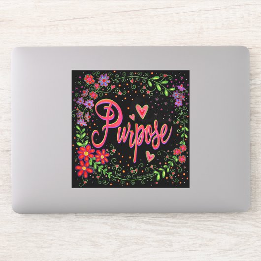 Sticker Joli Floral Inspirationnel Un Mot Objectif (Ordinateur)