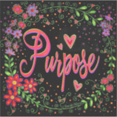 Sticker Joli Floral Inspirationnel Un Mot Objectif (Devant)