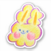 Sticker Joli flou de fête jaune lapin (Devant)