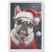 Sticker Joli French Bulldog Père Noël Noël Conception (Devant)