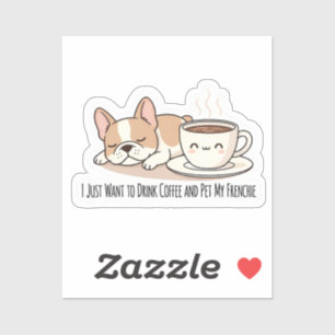 Sticker Joli Frenchie dans une tasse de café Design de Bou