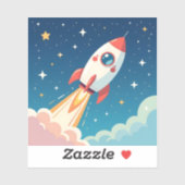 Sticker Joli fusée spatiale décollant (Feuille)