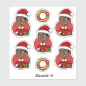 Sticker Joli garçon de Noël afro-américain avec lunettes (Feuille)