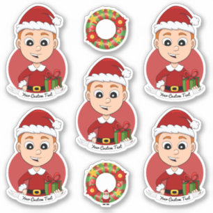 Sticker Joli garçon de Noël avec cheveux de gingembre