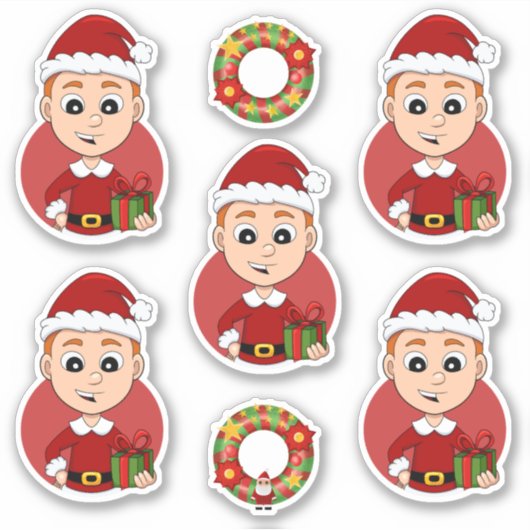 Sticker Joli garçon de Noël avec cheveux de gingembre (Devant)