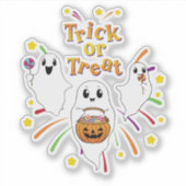 Sticker Joli Ghost Trick ou Traiter Cartoon Moderne Hallow (Devant)