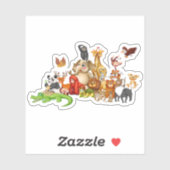 Sticker Joli groupe d'animaux (Feuille)