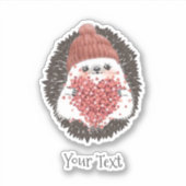 Sticker Joli Hérisson rose Coeur Texte (Devant)