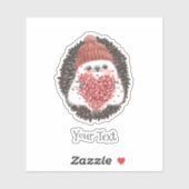 Sticker Joli Hérisson rose Coeur Texte (Feuille)