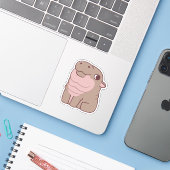 Sticker Joli Hippo Pygmée Siège (Ordinateur portable avec iPhone)